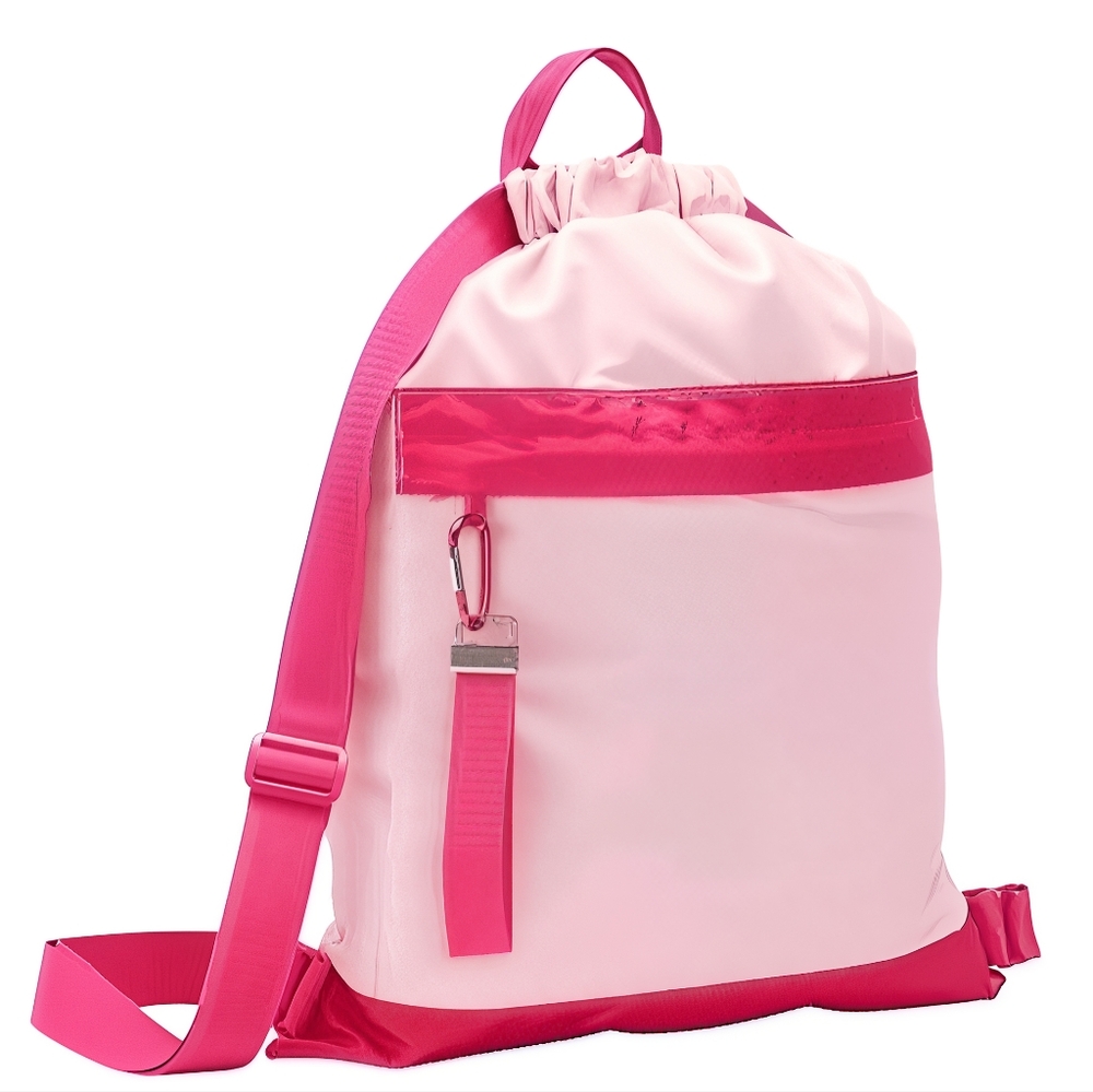 Essential Cinch Backpack (Pink Colorblock)